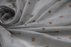 100 Grams Gold Zari and Sequin Embroidery on Dyeable Tissue Silk Fabric